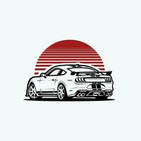 Amerikaans spier auto sport auto silhouet achterzijde kant visie vector illustratie geïsoleerd in wit achtergrond