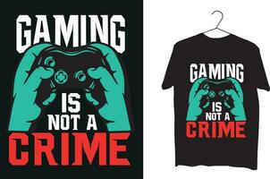 gaming is niet een misdrijf t-shirt ontwerp vector