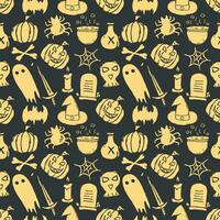 naadloos halloween-patroon. doodle halloween achtergrond vector