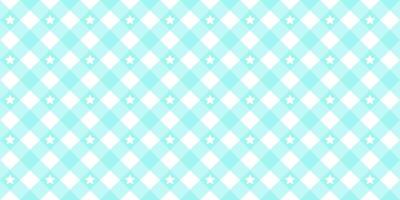 katoenen stof ster diagonaal naadloos patroon in blauw pastel kleur. Vichy plaid ontwerp voor Pasen vakantie textiel decoratief. vector geruit patroon voor kleding stof - picknick deken, tafelkleed, jurk, servet.