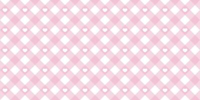 katoenen stof hart diagonaal naadloos patroon in roze pastel kleur. Vichy plaid ontwerp voor Pasen vakantie textiel decoratief. vector geruit patroon voor kleding stof - picknick deken, tafelkleed, jurk, servet.