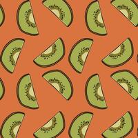 kiwi fruit patroon clip art vector illustratie ontwerp met oranje achtergrond