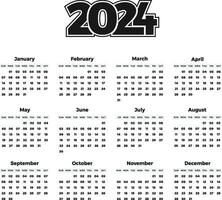 2024 kalender bewerkbare sjabloon vrij vector