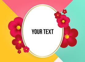 Tekstvak met prachtige kleurrijke bloemen. Vector illustratie