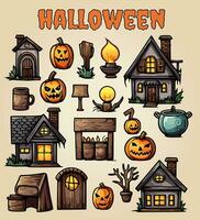 halloween verzameling spookachtig vector illustraties 11