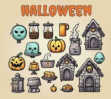 halloween verzameling spookachtig vector illustraties 12