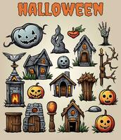 halloween verzameling spookachtig vector illustraties 9