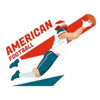 Amerikaans Amerikaans voetbal speler vangsten de bal. sport- karakter. geïsoleerd Aan wit achtergrond. vector vlak illustratie.