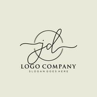 eerste jd vrouwelijk logo collecties sjabloon. handschrift logo van eerste handtekening, bruiloft, mode, juwelen, boetiek, bloemen en botanisch met creatief sjabloon voor ieder bedrijf of bedrijf. vector
