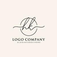 eerste hk vrouwelijk logo collecties sjabloon. handschrift logo van eerste handtekening, bruiloft, mode, juwelen, boetiek, bloemen en botanisch met creatief sjabloon voor ieder bedrijf of bedrijf. vector