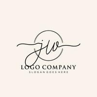 eerste jw vrouwelijk logo collecties sjabloon. handschrift logo van eerste handtekening, bruiloft, mode, juwelen, boetiek, bloemen en botanisch met creatief sjabloon voor ieder bedrijf of bedrijf. vector