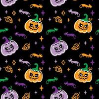 eng pompoenen voor halloween. kind afdrukken. naadloos patroon. vector. vector