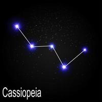 cassiopeia-sterrenbeeld met mooie heldere sterren op de achtergrond van kosmische hemel vectorillustratie vector