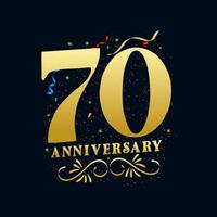 70 verjaardag luxueus gouden kleur 70 jaren verjaardag viering logo ontwerp sjabloon vector