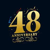 48 verjaardag luxueus gouden kleur 48 jaren verjaardag viering logo ontwerp sjabloon vector