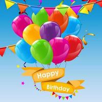 gelukkige verjaardag kaartsjabloon met ballonnen vectorillustratie vector