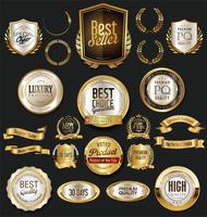 Gouden retro labels badges frames en linten collectie vector