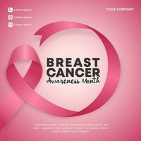 plein borst kanker bewustzijn maand achtergrond met afgeronde roze lint vector
