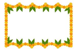 traditioneel Indisch bloem slinger met goudsbloem bloemen en mango bladeren. decoratie voor Indisch Hindoe vakantie. vector illustratie geïsoleerd Aan wit achtergrond.