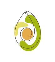 avocado een lijn tekening kunst. vector illustratie geïsoleerd Aan wit achtergrond. avocado lijn kunst. gemakkelijk minimalistische stijl