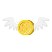 goud dollar munt met Vleugels vliegend vector