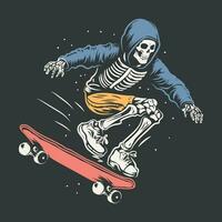 skelet rijden skateboard vector voorraad illustratie ontwerp