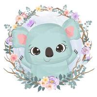 schattige babykoala in aquarelillustratie vector