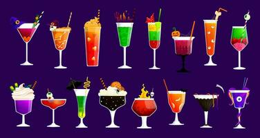 halloween cocktail drankjes, vakantie partij bar menu vector