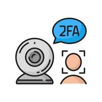 2fa twee factor verificatie Aan camera, gezicht controleren vector