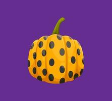 halloween geschilderd pompoen met zwart dots ornament vector