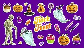 halloween stickers, pompoenen, heks, geesten, mama vector