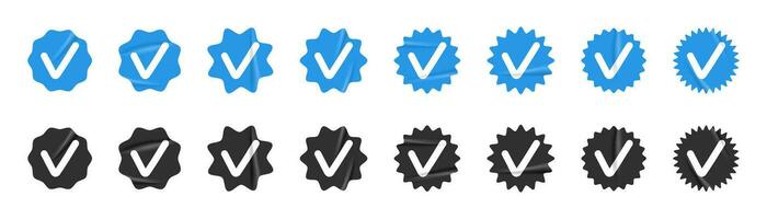 geverifieerd badges controleren icoon reeks vector illustratie