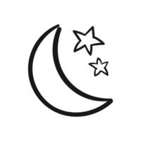 vector maan en ster hand- getrokken lijn klem kunst droom nacht schets tekenfilm tekening icoon