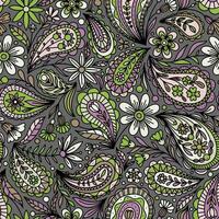 grijs vector naadloos achtergrond met veelkleurig bloemen paisley ornament