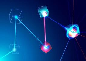 abstracte neonachtergrond. laser schiet naar de kubus. wetenschap technologie scherm vector