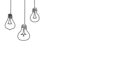 een lijn licht lamp lamp kunst. doorlopend single lijn idee, creatief, energie concept lamp. brainstorm, bedrijf oplossing ontwerp concept. vector