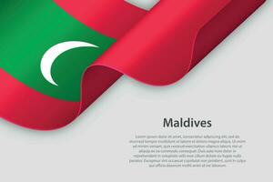 3d lint met nationaal vlag Maldiven geïsoleerd Aan wit achtergrond vector