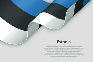 3d lint met nationaal vlag Estland geïsoleerd Aan wit achtergrond vector