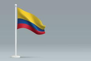 3d realistisch nationaal Colombia vlag geïsoleerd Aan grijs achtergrond vector