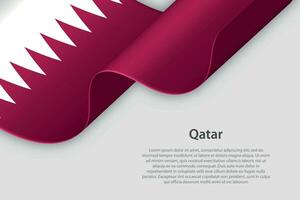 3d lint met nationaal vlag qatar geïsoleerd Aan wit achtergrond vector