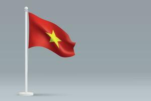 3d realistisch nationaal Vietnam vlag geïsoleerd Aan grijs achtergrond vector