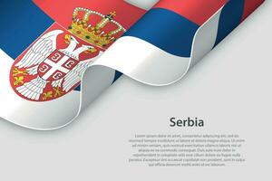 3d lint met nationaal vlag Servië geïsoleerd Aan wit achtergrond vector