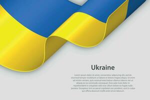 3d lint met nationaal vlag Oekraïne geïsoleerd Aan wit achtergrond vector