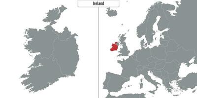 kaart van Ierland en plaats Aan Europa kaart vector