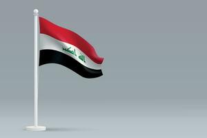 3d realistisch nationaal Irak vlag geïsoleerd Aan grijs achtergrond vector