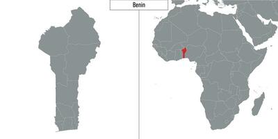 kaart van Benin en plaats Aan Afrika kaart vector