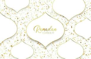 ramadan kareem achtergrond met wit goud abstract papier gesneden vorm en glitter vector