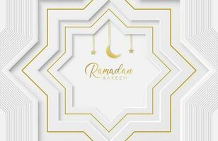 ramadan kareem achtergrond met wit papier gesneden geometrische vorm vectorillustratie voor islamitische heilige maand vieringen vector