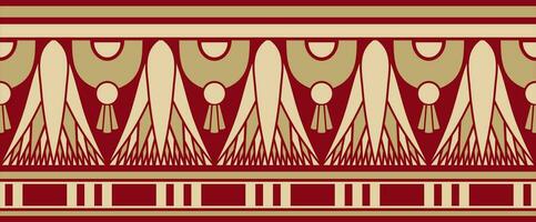 vector oude gouden en rood Egyptische naadloos ornament. eindeloos nationaal etnisch grens, kader