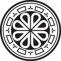 vector zwart monochroom ronde oude byzantijns ornament. klassiek cirkel van de oostelijk Romeins rijk, Griekenland. patroon motieven van constant in Opel